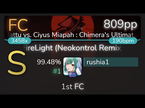 [8.05⭐] mrekk | Dustvoxx, Laur - FireLight [Nattu vs. Ciyus Miapah] 99.48% {#1 809pp 1st FC} - osu!