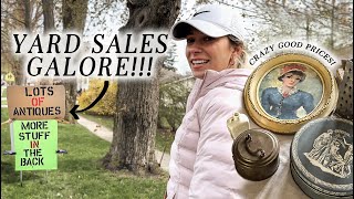 Yard Sale Marathon (looking for vintage home decor)! Neighborhood Garage Sailing + Show You My Finds
