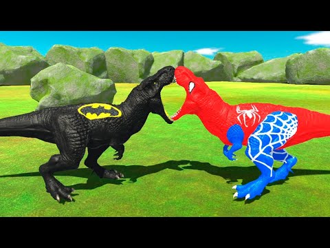 BATMAN VS SPIDER-MAN. T-REX VS T-REX - Animal Revolt Battle Simulator