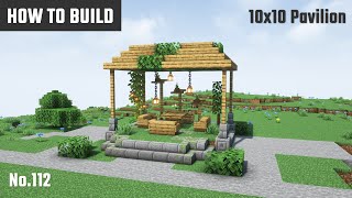 マイクラ建築：公園にあるテーブルとイス付きの東屋の作り方。10x10ブロックで簡単に。No.112【Minecraft】