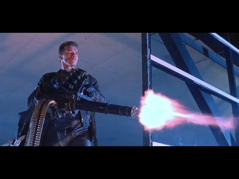 "Arnold Schwarzenegger's Epic Minigun Moment in Terminator 2: Judgment Day"