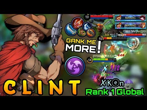 Clint 2x MANIAC! Insane Late Game Counter Gank - Top 1 Global Clint ✗Kⓔn☂- Mobile Legends