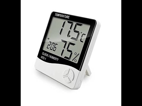 HTC-1 5 In 1 Digital Temperature Humidity Meter, Hygrometer (Tabletop or Wall Mount)(White)