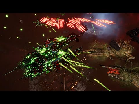 Death Guard vs Necrons - Skalgrim Mod - Massive Battle - Battlefleet Gothic Armada 2