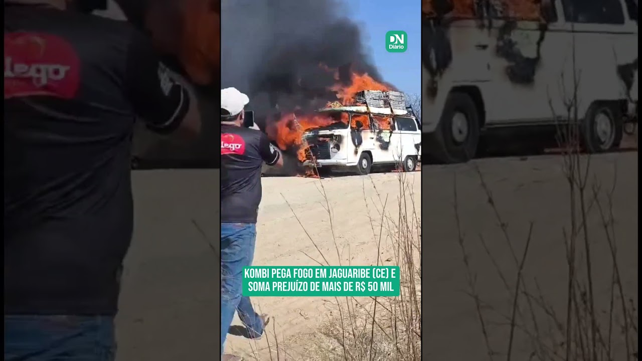 Imagem da notícia Kombi pega fogo em Jaguaribe (CE) e soma prejuízo de mais de R$ 50 mil
