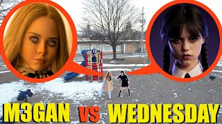 if you see Wednesday Addams vs M3GAN at haunted park RUN! (we found her!)