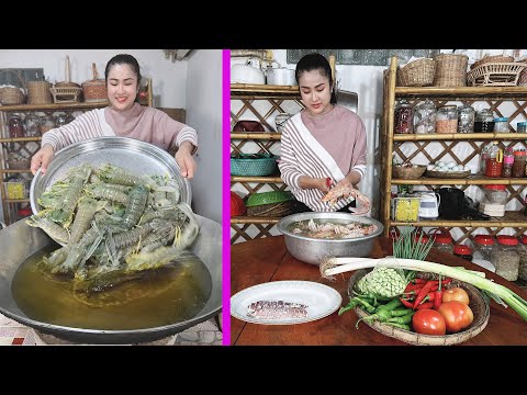 Yummy mantis shrimp cooking - Mantis shrimp cook with country style - Cooking with Sreypov