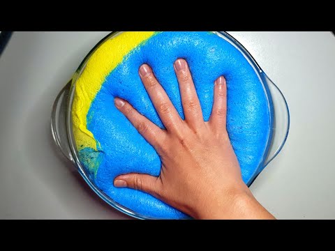 Bubbly Slime 2 culori Pufos Uscat💙💛 Dried Slime / Satisfying & Relaxing Slime Video ASMR