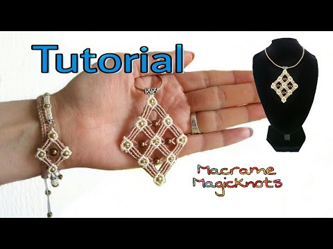 Micro Macrame Big Square Pendant Tutorial  Macrame Magic Knots  DIY
