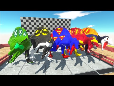 SUPER SPEED RACE DINOSAURS SUPERHERO CHAMPIONS DEATH RUN - Dinosaurs Race Champions