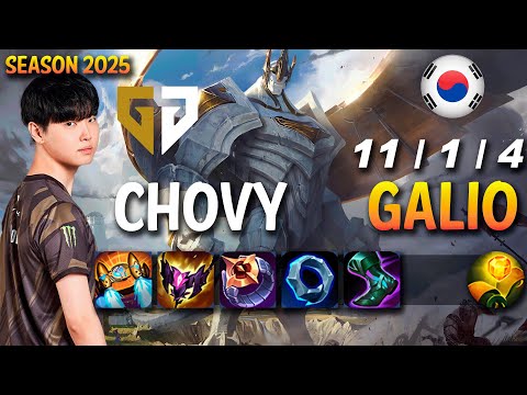 GEN Chovy GALIO vs TRYNDAMERE Mid - Patch 25.S1.1 KR Ranked | lolrec