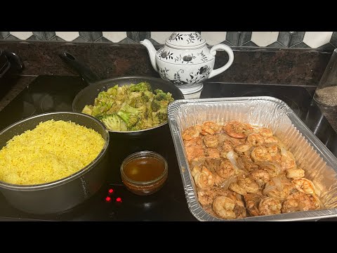 Pan fried Shrimp & Salmon with Rice and Broccoli!