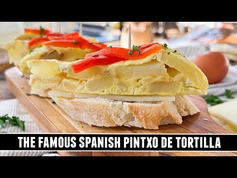 Spain's No.1 Tapas Dish! Pintxo de Tortilla con Queso y Pimientos