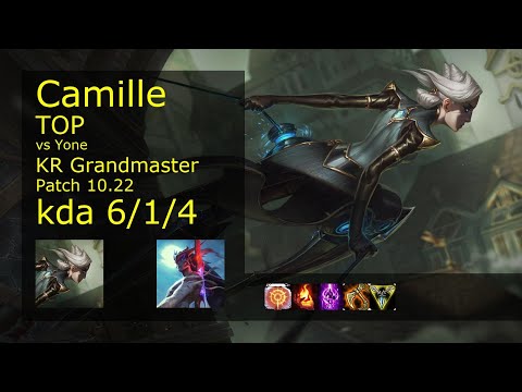 Camille Top vs Yone - KR Grandmaster 6/1/4 Patch 10.22 Gameplay // [롤] 카밀 vs 요네 탑