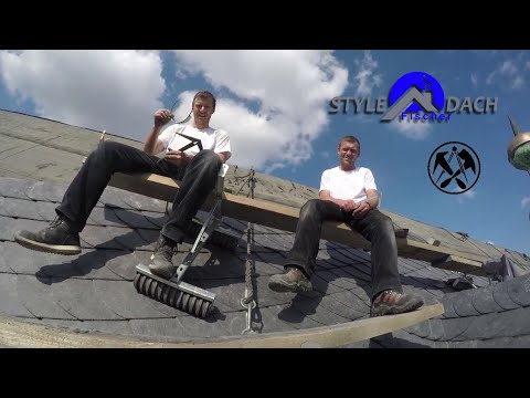 Altdeutsche Schieferdeckung - JVA Ebrach - Eingebundene Schieferkehle - Schieferdecker aus Sachsen