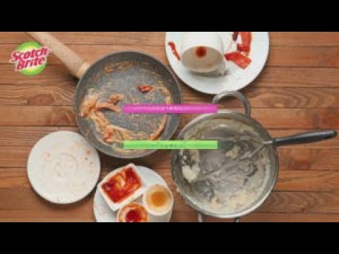 สก๊อตช์-ไบรต์ ล้างคราบอาหารบนจานชาม