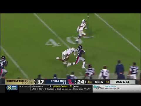 Georgia Tech Clip 8: Ole Miss QB Jaxson Dart to Dayton Wade for 40 yards