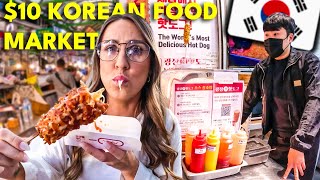 $10 Korean Food Eating Challenge! 🇰🇷 Seoul Street Food Gwangjang Market