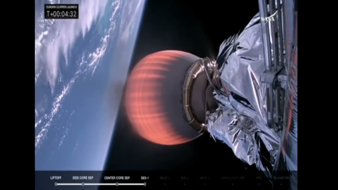 NASA launch of the Europa Clipper spacecraft to explore Europa, an ocean moon orbiting Jupiter