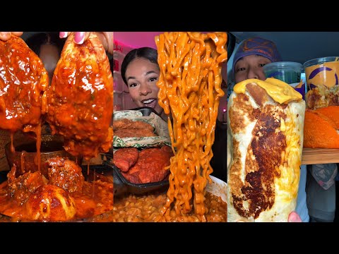 TIKTOK Mukbang Compilation | Seafood Boil, Wingstop, Taco Bell, Dave&rsquo;s Hot Chicken & More! 🦐🍗🌮🔥