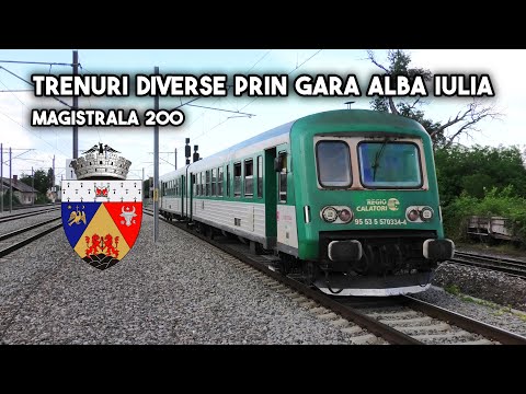 [4K] Trenuri de călători și marfare prin gara Alba Iulia [12.06.2021]
