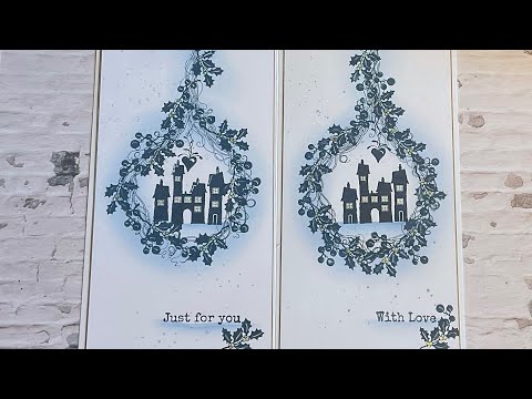 Small Dwellings In A Hanging Garland by Jo Rice #laviniastamps #distressoxideinks