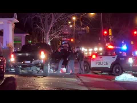 Toronto police on scene || Pickup truck crashes into a house