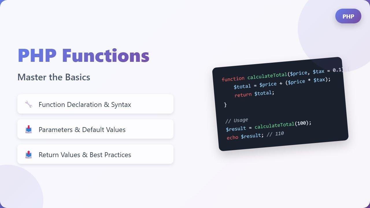 PHP Functions: Master the Basics for Clean & Reusable Code!