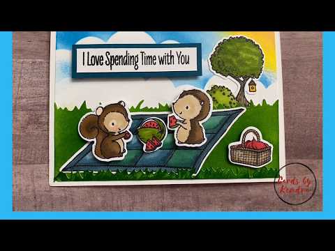 Spring Picnic Pals Handmade Card Tutorial with Distress Ink Background