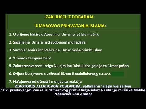 Sira 102. predavanje: Pouke iz 'Umerovog prihvatanja islama i govor o stanju mušrika Mekke