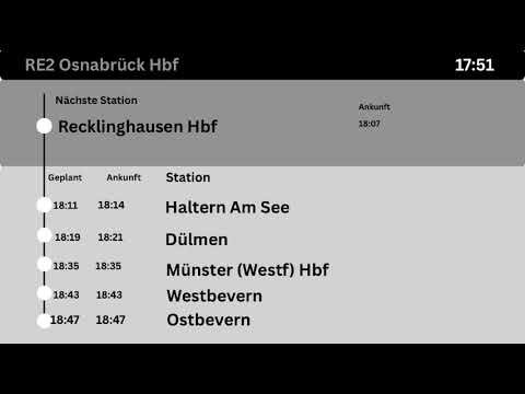 [DB Regio NRW] Announcements RE2 Essen Hbf - Osnabrück Hbf in the Dostos