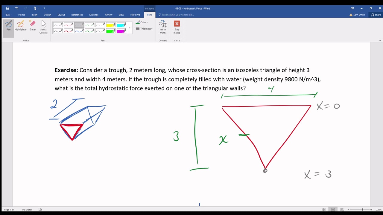 Calculus II - 42 - Hydrostatic Force