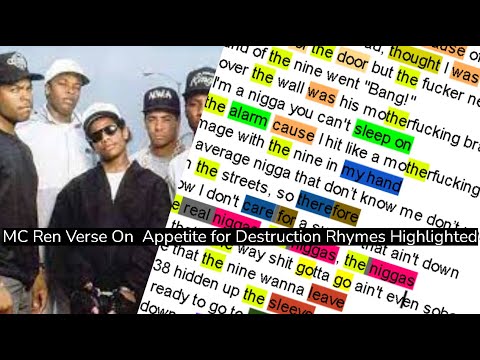 Mc Ren's Verse On N.W.A's Appetite For Destruction┃Rhymes Highlighted, Lyrics
