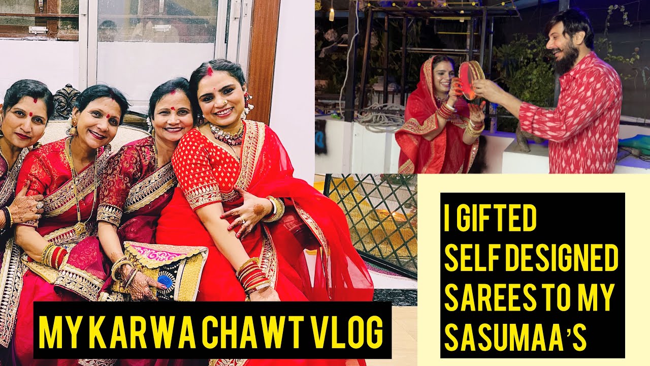 Karwa chauth 2021 |gifted self designed sarees to my sasu maa’s |karwachauth vlog| #designerwear
