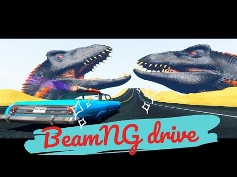 Speed ​​Jumping Canyon With Dinosaurs - Beamng Drive | Trainworld