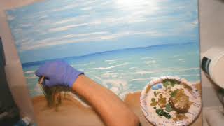 Acrylic Pour Beach / Ocean View  - My Happy Place - #YT100Challenge