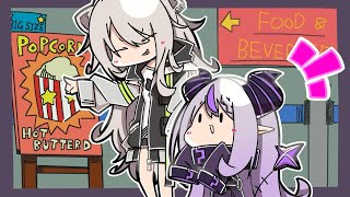 映画館でラプちゃんにポップコーンを買ってあげるししろん【ホロライブ切り抜き漫画】【ホロライブ /獅白ぼたん/大神ミオ/鷹嶺ルイ/癒月ちょこ/尾丸ポルカ/ラプラス・ダークネス】【手描き】