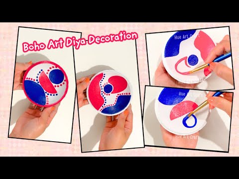 Boho Art on Diya | Diya Decoration | Diya Painting | Diwali Decor #diy #art #diyart #diyadecoration 