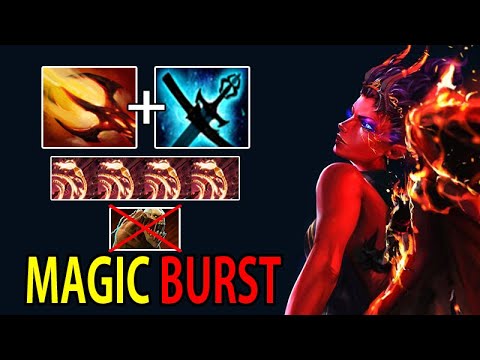 INSANE MAGIC BURST Sonic Wave + DAGON Queen of Pain Aggressive MID No Mercy 7.36b Dota 2
