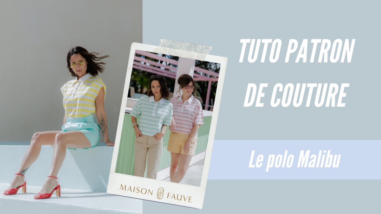 Patron couture polo Malibu  / PDF (A4, A3, A0, US Letter) - Cadres, Calques par Taille, Vidéoprojection