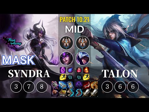 RNW Mask Syndra vs Talon Mid - KR Patch 10.21
