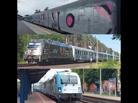 Pomalowany przez graficiarzy ARTUS,14 wagonowy PARSĘTA oraz reszta pociągów pasażerskich