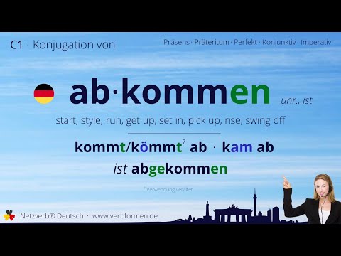 Konjugation Verb „abkommen“ (unr., ist) - alle Zeitformen, Lernvideo, Tutorial