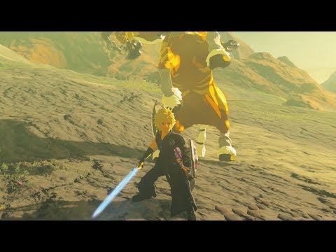 Cloud Wields The Fully Powered Master Sword to Destroy a Gold Lynel - Zelda Breath of the Wild