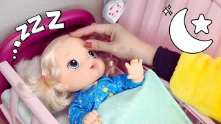 A BONECA NINA E SUA DIVERTIDA ROTINA DA NOITE!Baby Alive em Português