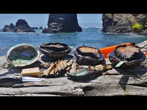 Eating RAW Abalone and BLUE Meat Cabezon * Giant Sea Snail Taste Test!
