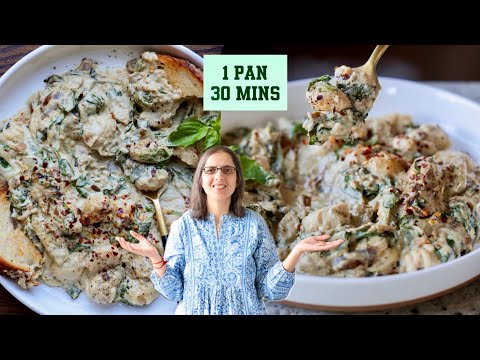 When the dip becomes dinner, in only One pan! Vegan SPINACH ARTICHOKE GNOCCHI!