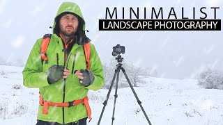 Minimalist Landscape Photography during Heavy Snowfall