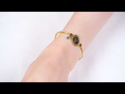 Örme Çerçevesiz Çeyrek Altın Nazar Boncuklu Bileklik  BLK0543