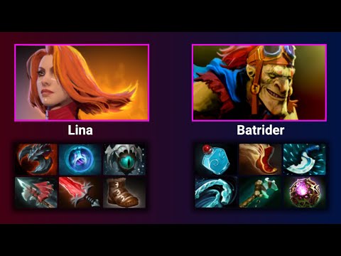 Lina vs Batrider Mid Matchup (top 500 Europe) patch 7.32d (only laning phase)